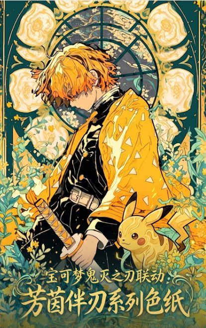 6.17 huo hu wen chuang Pokemon x Demon Slayer meng huan jiao zhi Acrylic colored paper 火狐文创 宝可梦×鬼灭之刃 梦幻交织 亚克力色纸