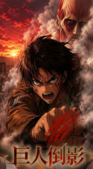 5.13 Attack on Titan ju ren dao ying Artistic micro-spray printmaking 进击的巨人 巨人倒影 艺术微喷版画