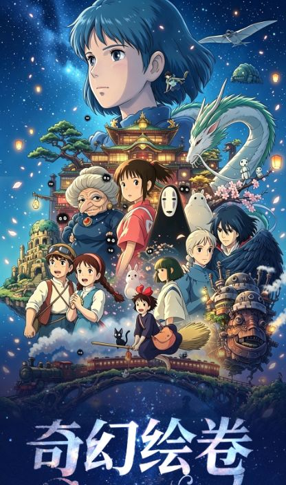 7.7 fu ka ying hua Ghibli qi huan hui juan Metal Card 浮卡映画 宫崎骏 奇幻绘卷 金属卡