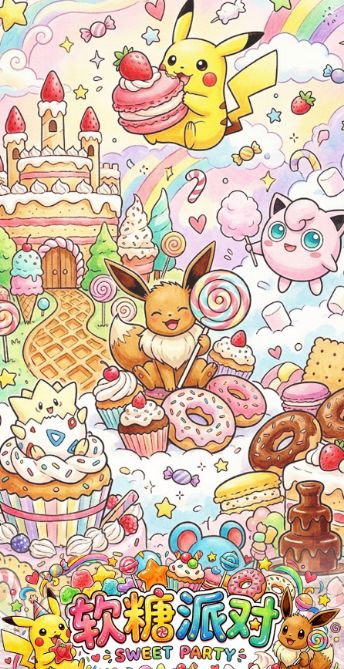 6.17 P gu wen chuang Pokemon ruan tang pai dui White-framed color paper print P谷文创 宝可梦 软糖派对 白框色纸版画