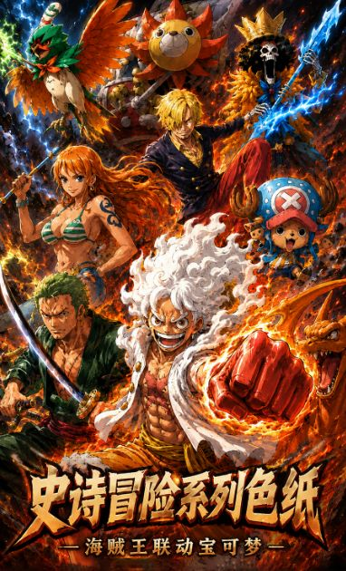 7.31 huo hu wen chuang One Piece x Pokemon shi shi mao xian Acrylic colored paper 火狐文创 海贼王×宝可梦 史诗冒险 亚克力色纸