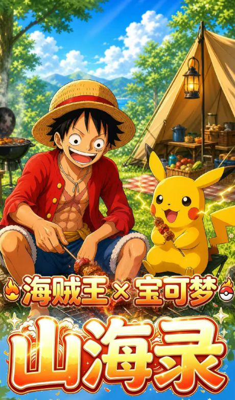 7.8 su he wen chuang Pokemon x One Piece shan hai lu Acrylic colored paper 苏和文创 宝可梦x海贼王 山海录全亚克力色纸