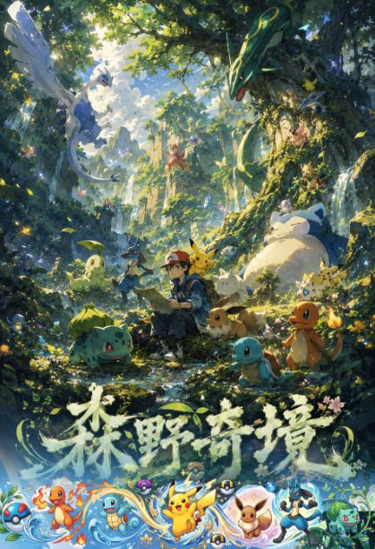7.10 sen lin qi jing Pokemon coloured paper 森林奇境 宝可梦 色纸