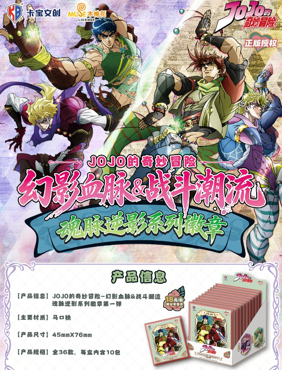 6.4 ka bao wen chuang JoJo's Bizarre Adventure huan ying xue mai zhan dou chao liu badge W01 卡宝文创 JOJO的奇妙冒险 幻影血脉战斗潮流 徽章 第一弹