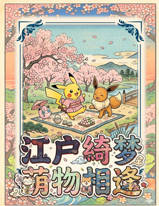 5.13 fu ka ying hua Pokemon jiang hu qi meng meng wu xiang feng coloured paper 浮卡映画 宝可梦 江户绮梦萌物相逢 色纸