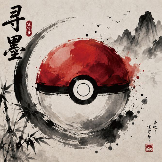 7.7 xun mo Pokemon Chinese-style ink-wash fridge magnet 寻墨 精灵宝可梦 国风水墨冰箱贴