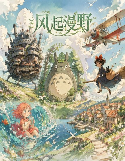 5.15 fu ka ying hua feng qi man ye Ghibli coloured paper 浮卡映画 风起漫野 宫崎骏 色纸