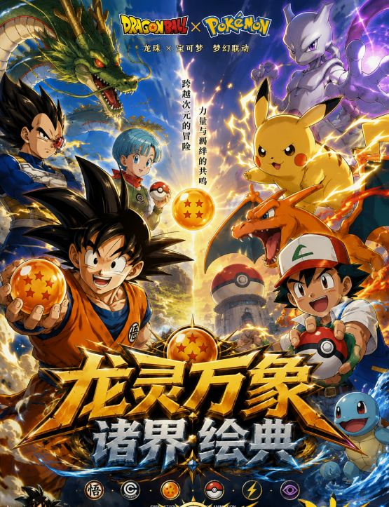 6.18 fu ka ying hua long ling wan xiang Dragon Ball x Pokemon coloured paper 浮卡映画 龙灵万象 龙珠 × 宝可梦联动色纸